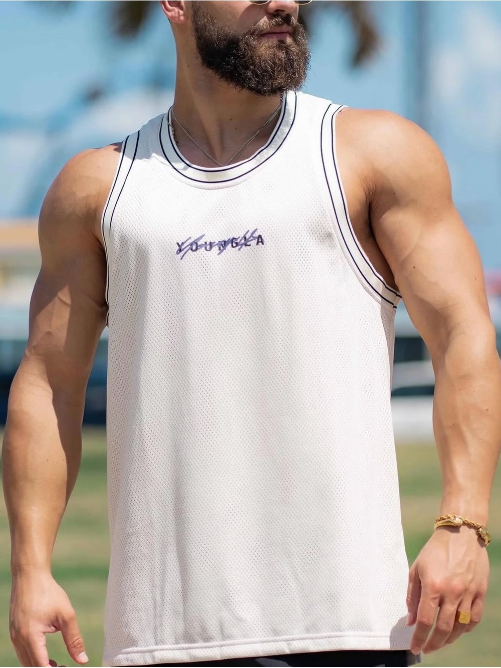 YoungLA XIV Mesh Jersey White Black Size M